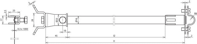 DEHN Iso Distanciador 16mm 530mm con Fijación por Correa de Tensión - 106245