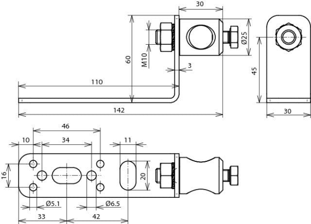 Dehn Mounting Bracket 90 Degree StSt With Clamping Bolt Al D 16mm - 106311