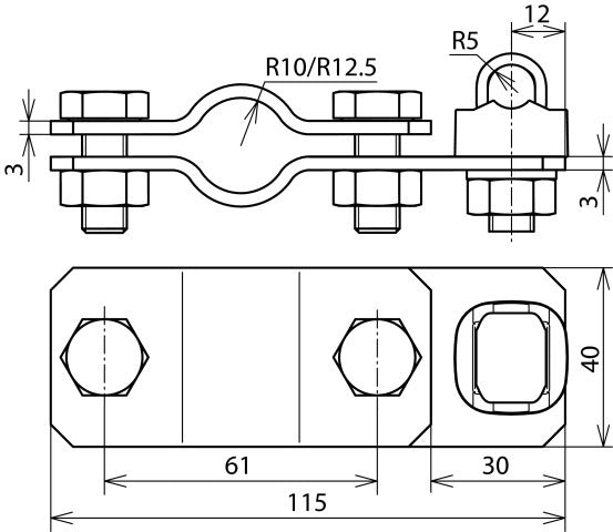 Dehn AS TE 25 KSV 7.10 STTZN Soporte de conexión de varilla a tierra - 625011