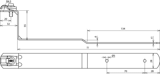 Dehn Quick Roof Conductor Holder RD 6-10mm Brace L 260mm St - 202010