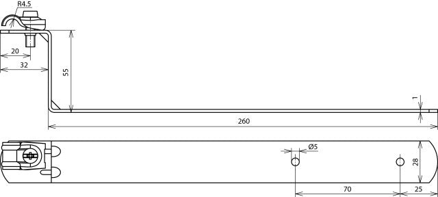 DEHN Soporte de Conductor de Techo STST para RD 6-10mm Con Abrazadera L 260mm - 202902