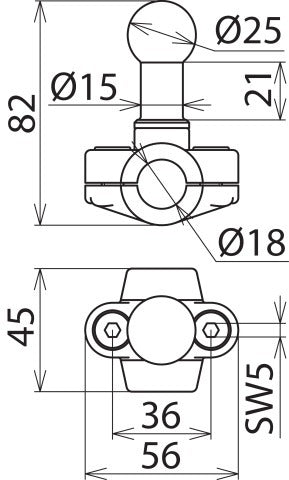 Dehn Fixed Ball Point D 25mm Clamp Type A For Round Conductors - 725018