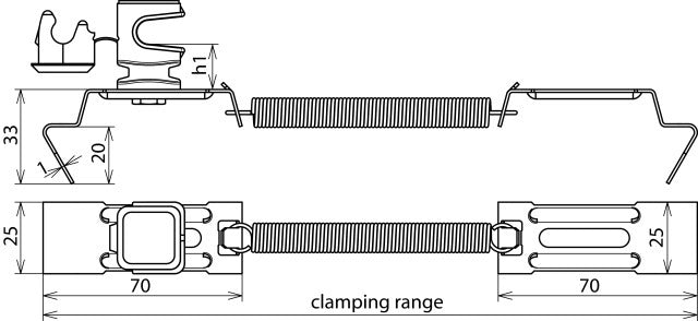 Dehn Roof Connection Clamping Set Grey H36mm For Rd8mm - 204249