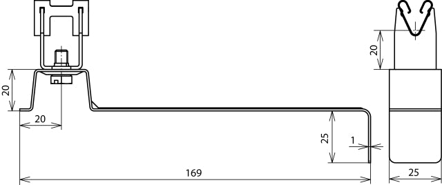 Dehn Soporte de Conductor de Techo de Acero Inoxidable 20mm Para Varilla de 8mm - 206359
