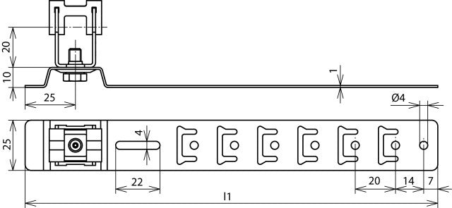Dehn Unigrip StSt Soporte de Conductor de Techo H20mm Rd 8mm Con Abrazadera L2 - 206209