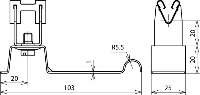 Dehn Roof Conductor Holder H20 L103 Rd 8mm With Brace - 206349