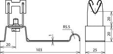 Dehn Roof Conductor Holder H20 L103 Rd 8mm With Brace - 206349