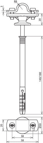 Portacañas Con Brida Para Caña De 16mm Con Taco De 180mm - 273731