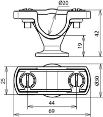 Dehn Cond Holder PA Grey For HVI CUI Cond D 20mm Flange M8 - 275220 [2 pieces]