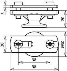 Dehn Conductor Holder With Flange ZDC For 30mm St/TZn M8 - 275030 [2 pieces]