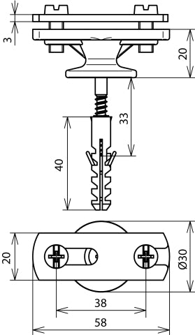 Soporte de conductores Dehn con brida y tornillo para cable de 30 mm - 275230