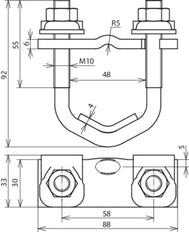 Dehn U-Clamp For 16-48mm Diameter Rod And 30-40mm Frame - 308046