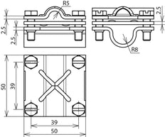 Dehn Cross Unit For Rd 16/8-10mm - Rd 16/Fl 30mm With Intermediate Plate - 316163