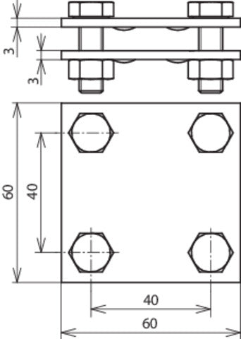 Dehn Cross Unit St Tzn For Fl 30/30mm Without Intermediate Plate - 318033