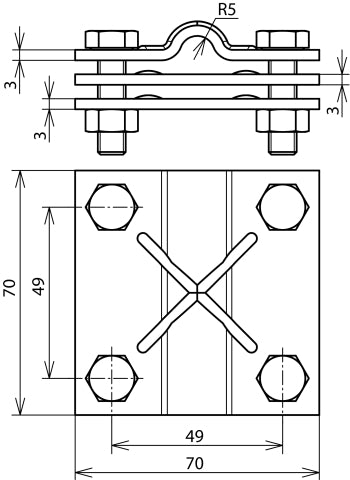 Dehn Cross Unit Copper For Round 8-10mm FL 30-40mm Intermediate - 321047