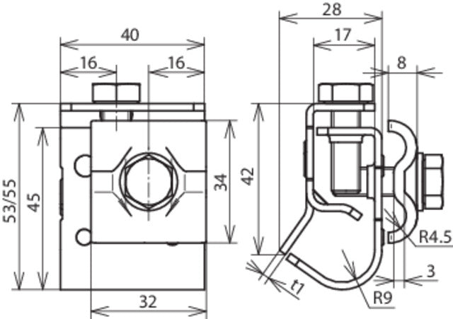 Abrazadera de canalón Dehn con doble taco para reborde Rd 8-10mm 16-22mm - 339050 [2 piezas]