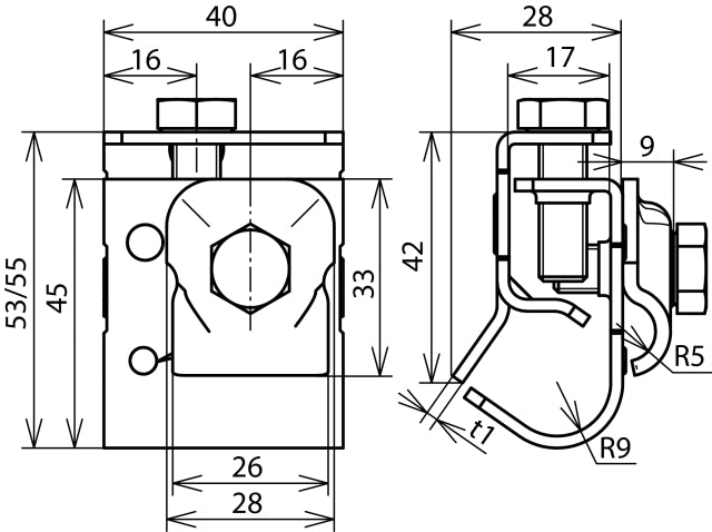 Juego de abrazaderas para canalón Dehn con marco de sujeción 16-22mm - 339060 [2 piezas]