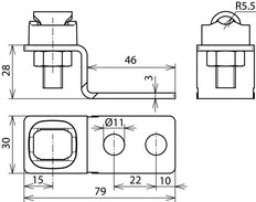 Z-Shaped End Piece With 3 Boreholes And 1 KS Connector - 363010