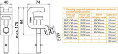 Dehn Universal Clamp UK 30 SQ for 25/30mm Conductors - 773330