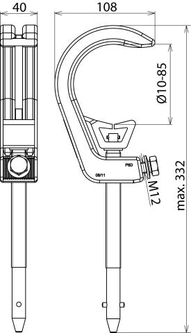 Dehn Phase Screw Clamp D 10-85mm T Pin Shaft PK2 16 - 784085