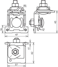 Dehn Saddle Clamp ST TZN Clamping Range 0.7-8mm Angled - 365050