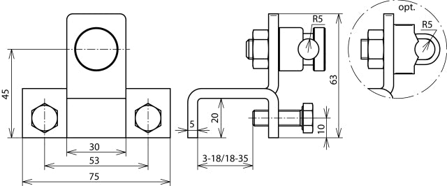 Dehn Terminal Vertical Type for Profiles 3-18mm with KS Connector - 372120