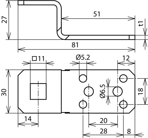 Tope de conexión Dehn en forma de Z Al con orificios para remachar o atornillar - 377005 [5 piezas]