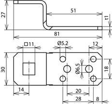 Tope de conexión Dehn en forma de Z Al con orificios para remachar o atornillar - 377005 [5 piezas]
