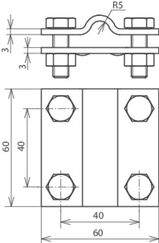 Unidad en cruz Dehn Acero inoxidable Para Fl 30/30mm Rd 8-10/Fl 30mm - 318209