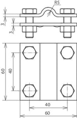 Unidad en cruz Dehn Acero inoxidable Para Fl 30/30mm Rd 8-10/Fl 30mm - 318209