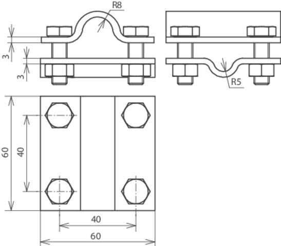 Dehn Cross Unit St Tzn 8-10 16mm Rd 16 Fl 30mm Without Intermediate - 318252