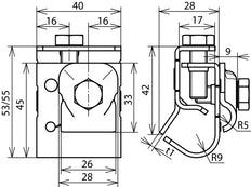 Dehn Aluminum Gutter Clamp With Clamping Frame 16-22mm - 339061