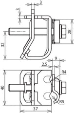 Abrazadera para canalón de aluminio Dehn con marco de sujeción 16-22mm - 339101