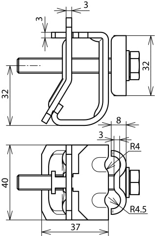 Dehn Gutter Clamp Al Bead 16-22mm Double Cleat Rd 8-10mm - 339111