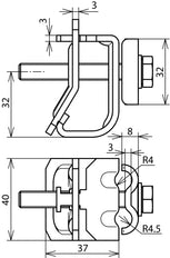 Dehn Gutter Clamp Al Bead 16-22mm Double Cleat Rd 8-10mm - 339111