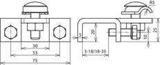 Dehn Clamp StSt Horizontal Type for Profiles 18-35mm - 372249