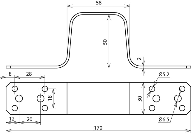 Dehn Escuadra de Puente L 170mm Al Sin Taladro Central - 377016 [2 piezas]