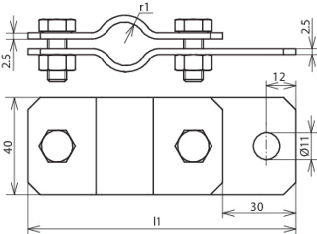 Dehn Abrazadera de tubo de puesta a tierra de acero inoxidable D 21mm Con agujero D 11mm - 410319