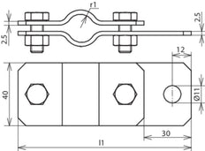 Dehn Abrazadera de tubo de puesta a tierra de acero inoxidable D 21mm Con agujero D 11mm - 410319