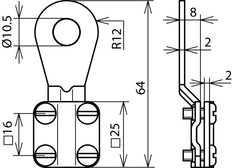 Dehn Toma de tierra Terminal de cable 6-16mm Tipo D Cerrado M10 Nº de suministro 5940-12-156 - 444009