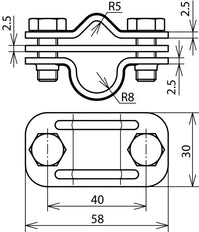 Dehn Uni Abrazadera De Desconexión StSt Para Rd 8-10/16mm Con Placa - 459119