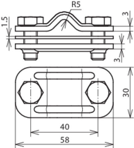 Dehn Bimetallic Uni Disconnecting Clamp Cu-St Tzn Rd 8-10mm Fl 30mm - 460557