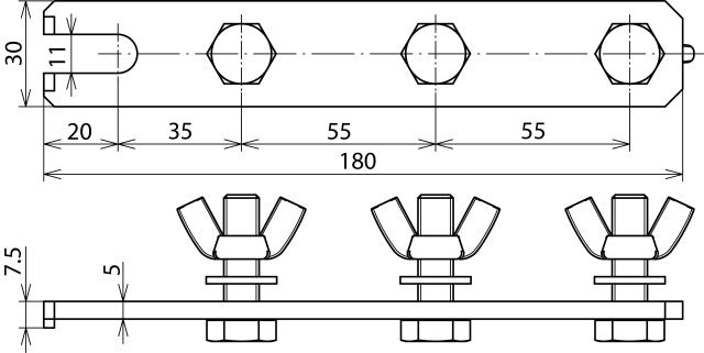 Dehn Earthing Busbar Support 3P M10x35 Sttzn - 465801