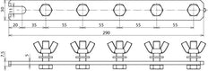 Dehn Earthing Busbar 290mm With M10x35 Screws Support - 466192
