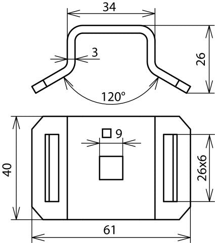 Soporte Dehn Para Correa De Tensión De 25mm Con Agujero Cuadrado - 106320 [2 piezas]