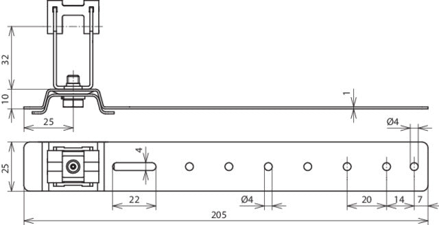 Dehn Roof Conductor Holder H 32mm Rd 8mm Al/StSt L 205mm - 206171 [2 pieces]