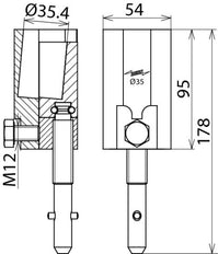 Dehn D 35mm Abrazadera De Perno Redondo Con Pasador En T Para Cables De 16-150mm2 - 715312