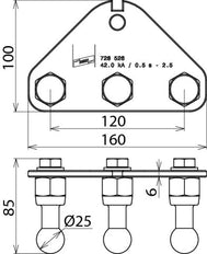 Dehn Earth Connecting Plate With 3 Fixed Ball Points - 728526