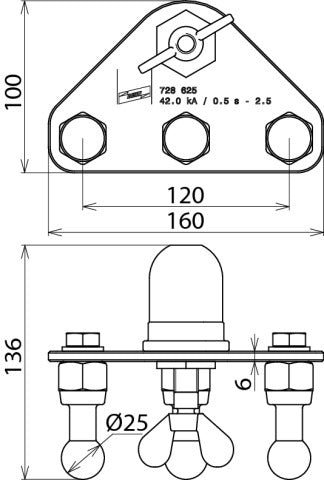 Dehn Earth Connecting Plate With 3 Fixed Ball Points - 728625