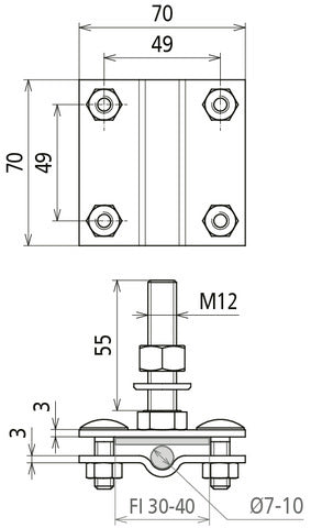 Pinza Dehn Para Borne Fijo De Puesta A Tierra M12 StSt V4A - 478149